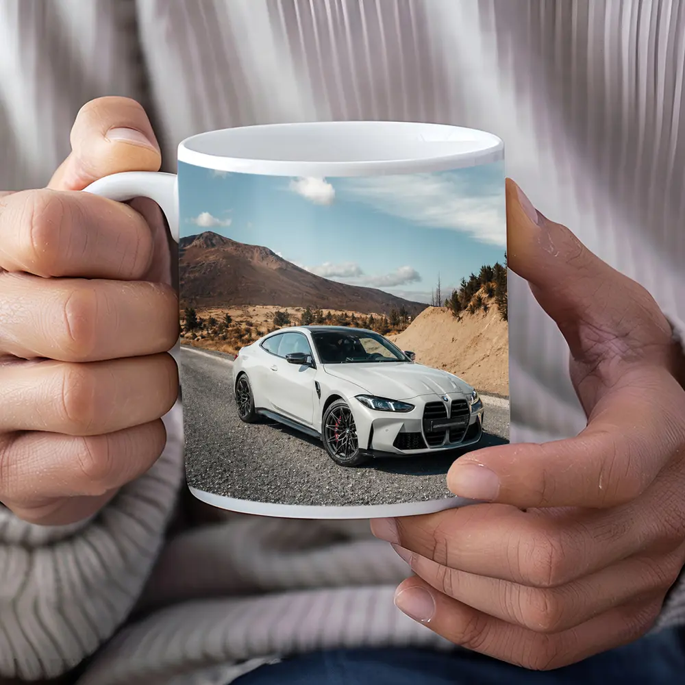 BMW M4 White Coupe Mountain Road – Mugs