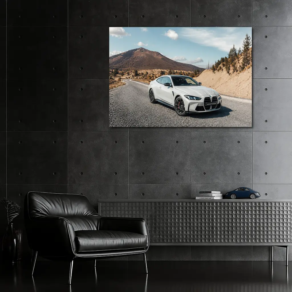BMW M4 White Coupe Mountain Road – Wall Art