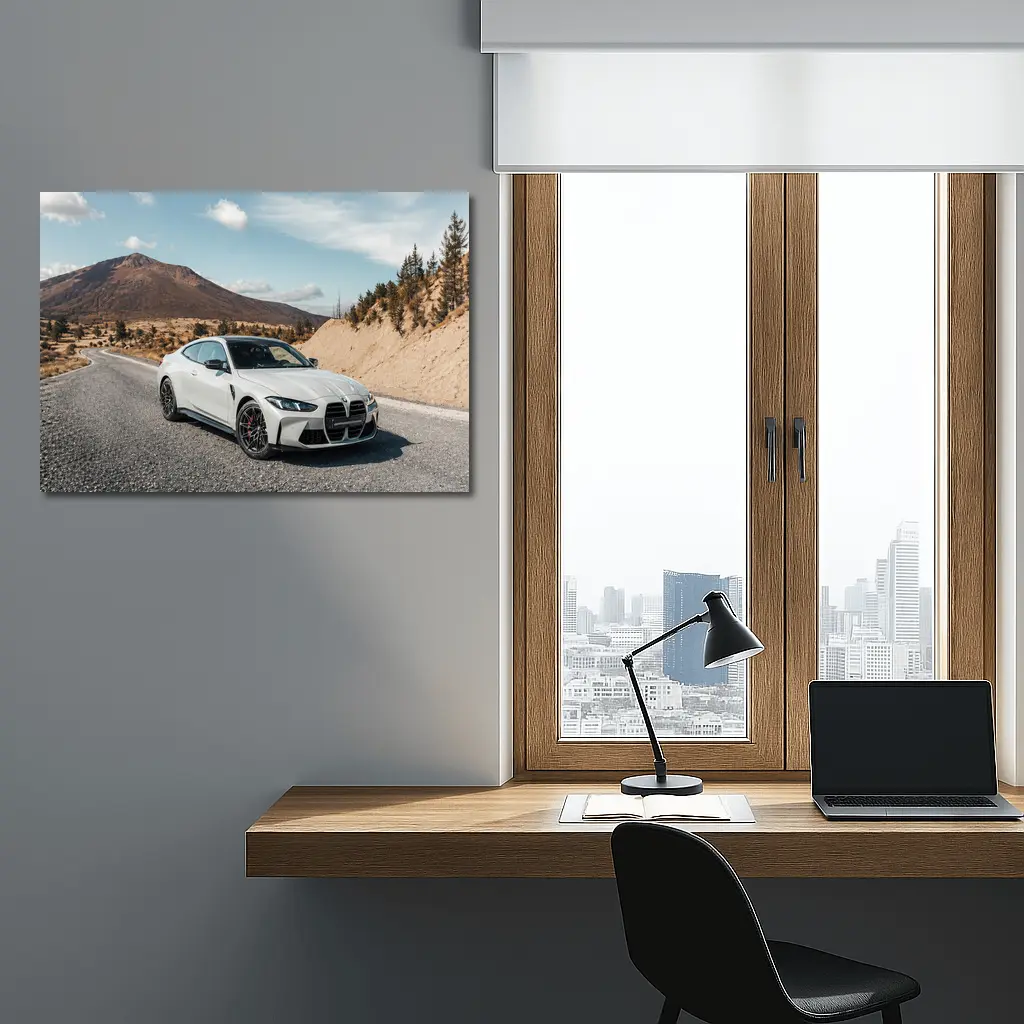 BMW M4 White Coupe Mountain Road – Wall Art