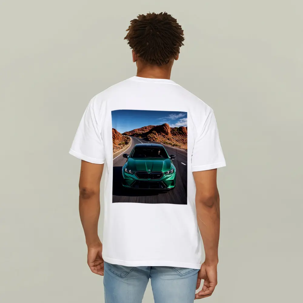 BMW M5 Sedan Green Desert Road Drive – T-Shirts