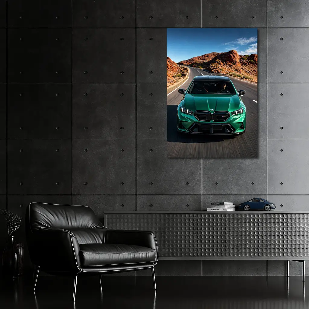 BMW M5 Sedan Green Desert Road Drive – Wall Art