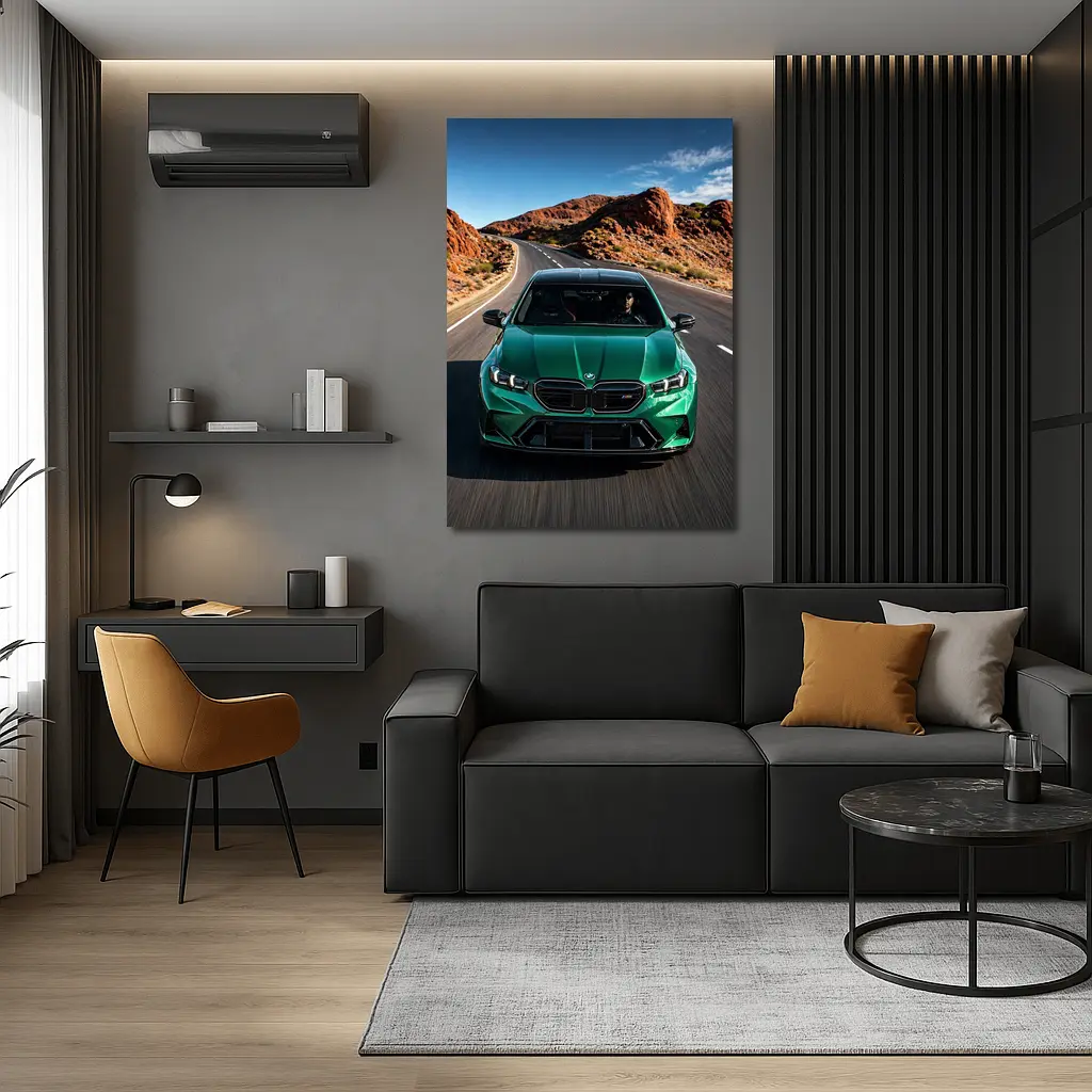 BMW M5 Sedan Green Desert Road Drive – Wall Art