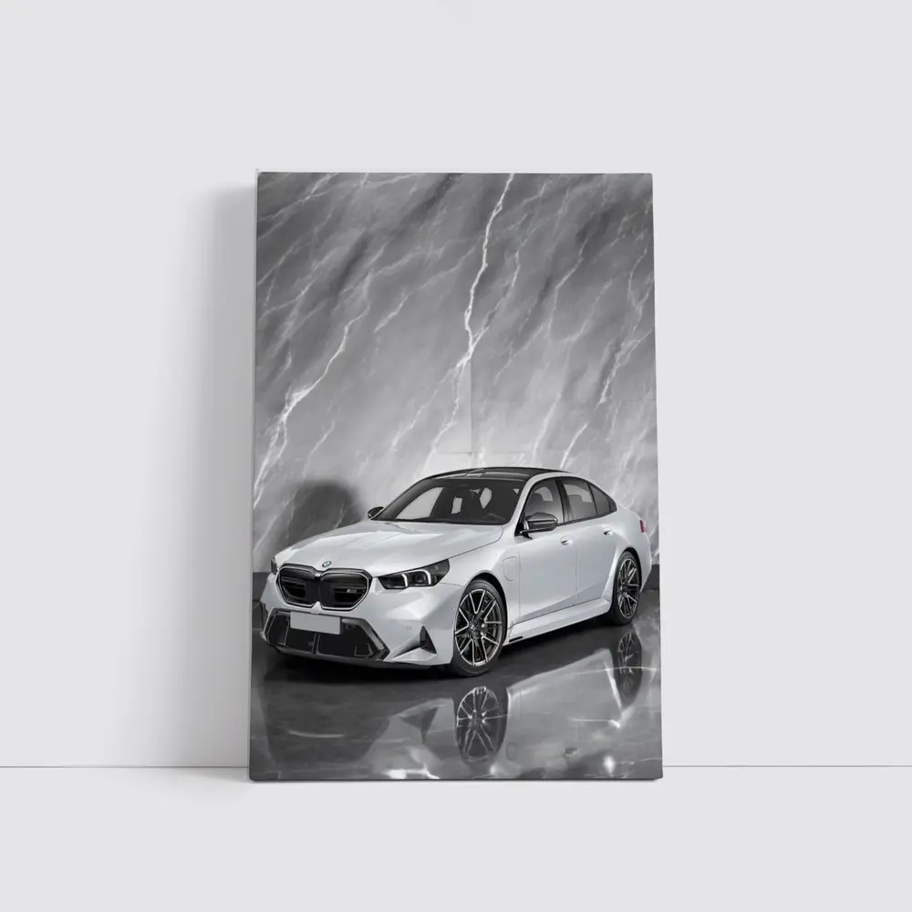 BMW M5 Sedan Against Gray Marble Background – Wall Art