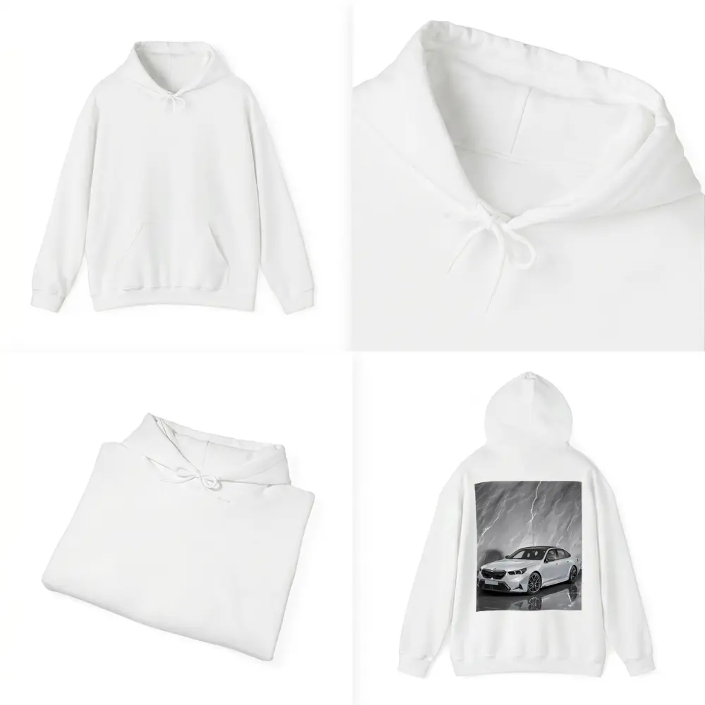 BMW M5 Sedan Against Gray Marble Background – Hoodies
