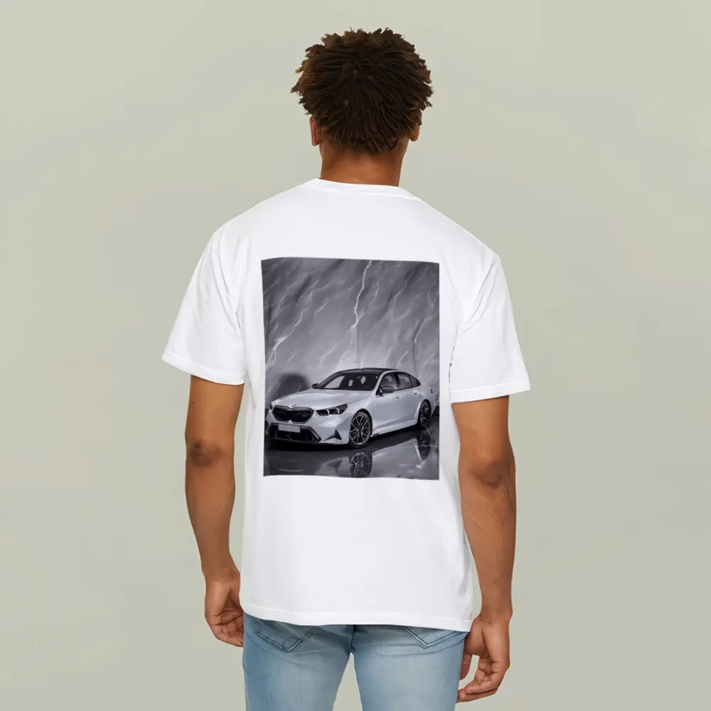 BMW M5 Sedan Against Gray Marble Background – T-Shirts