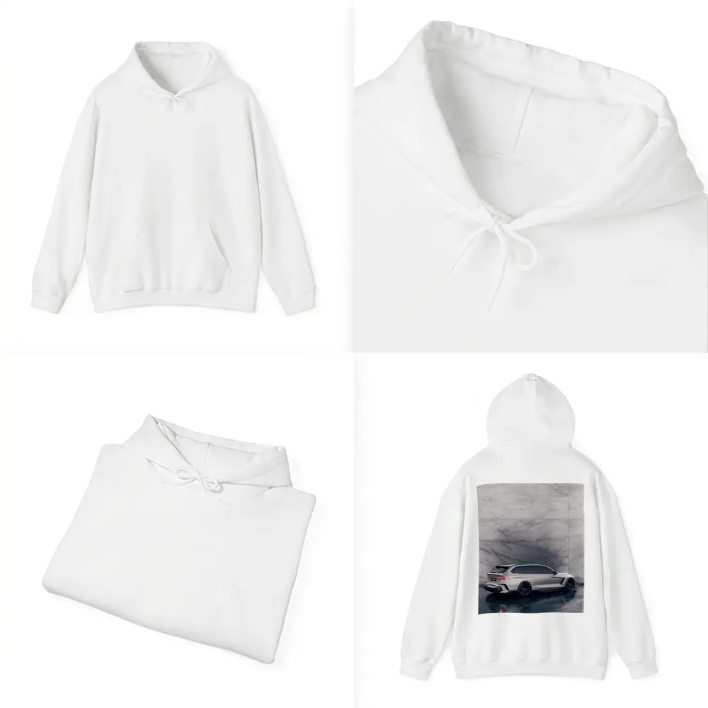 BMW M5 Touring Silver Against Marble Wall – Hoodies