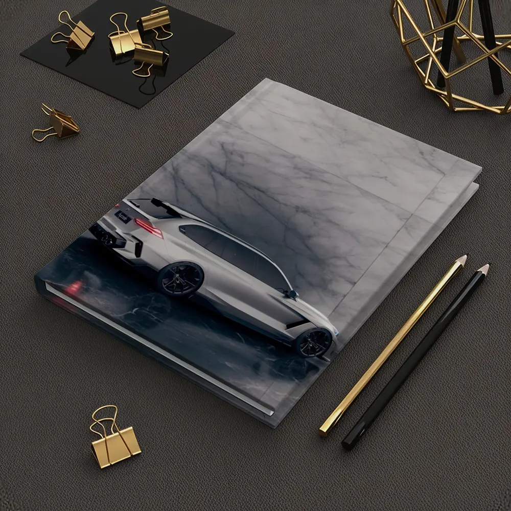 BMW M5 Touring Silver Against Marble Wall – Notebooks