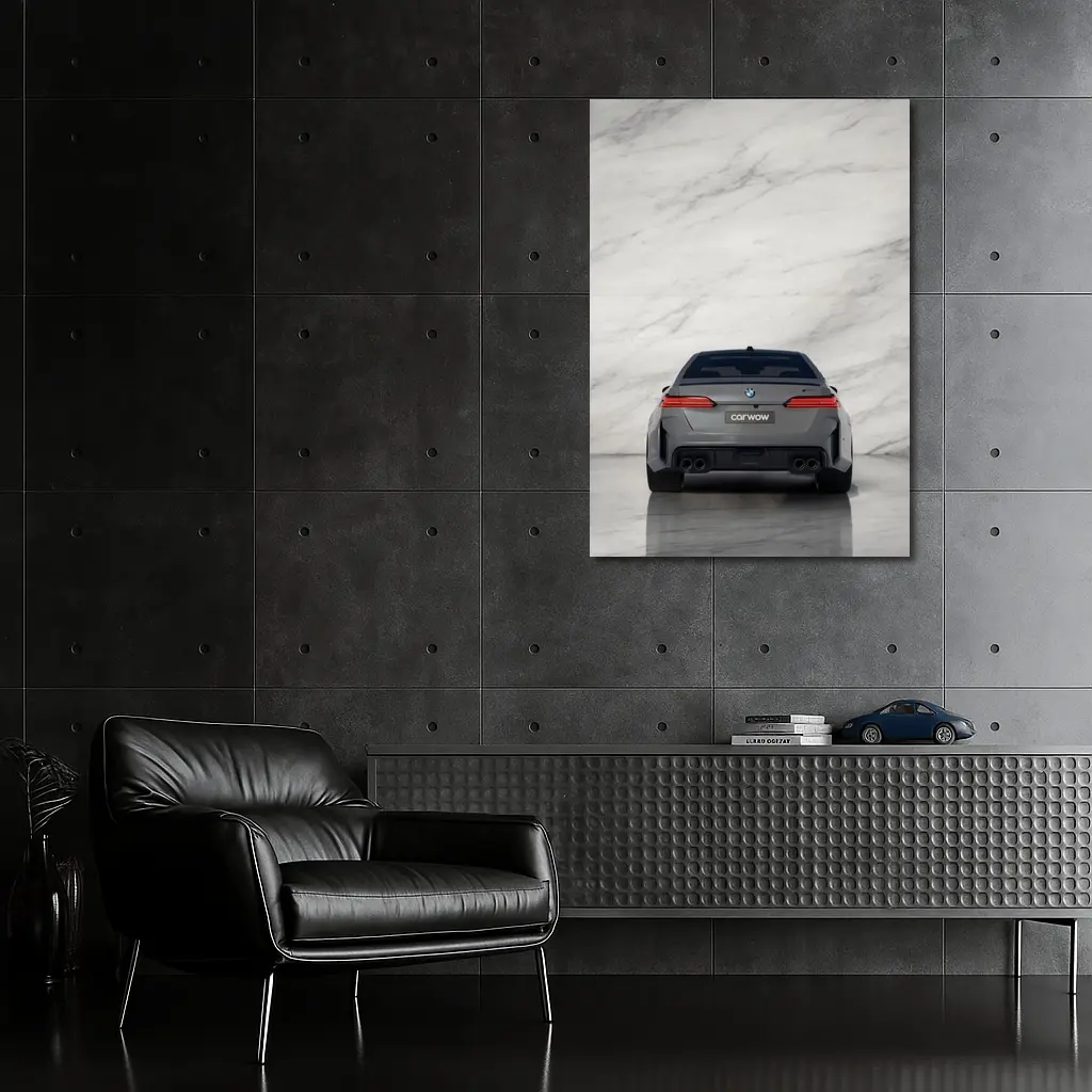 BMW M5 Rear View Marble Studio Background – Wall Art