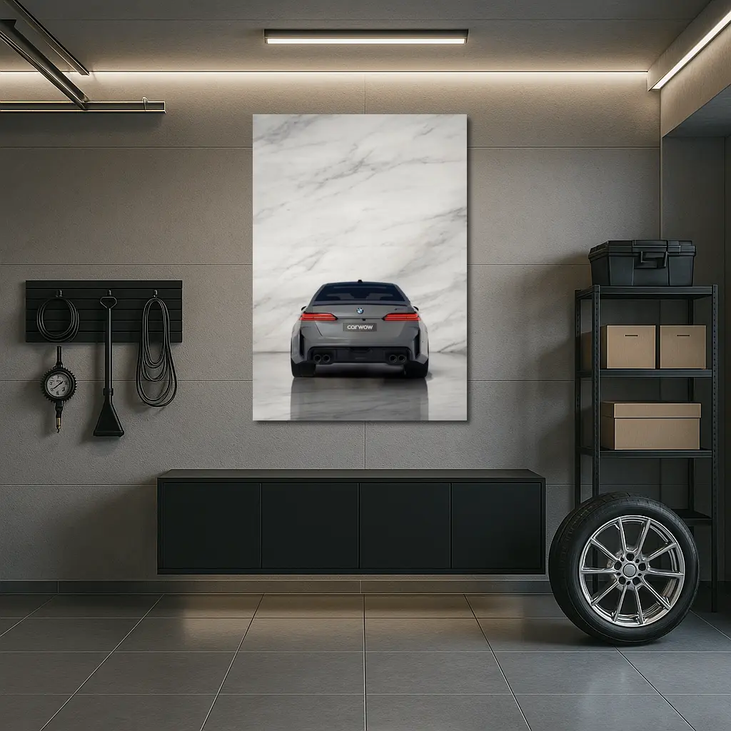 BMW M5 Rear View Marble Studio Background – Wall Art