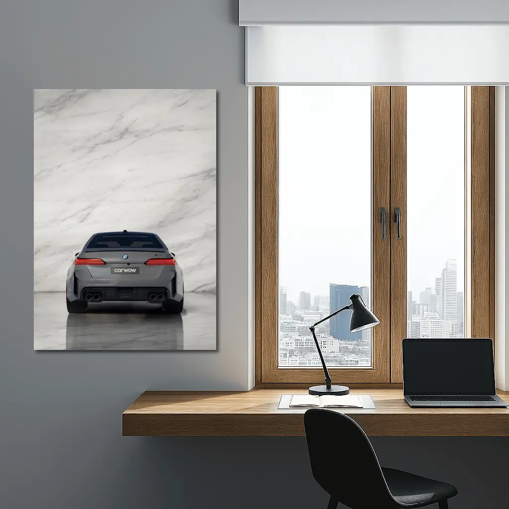 BMW M5 Rear View Marble Studio Background – Wall Art