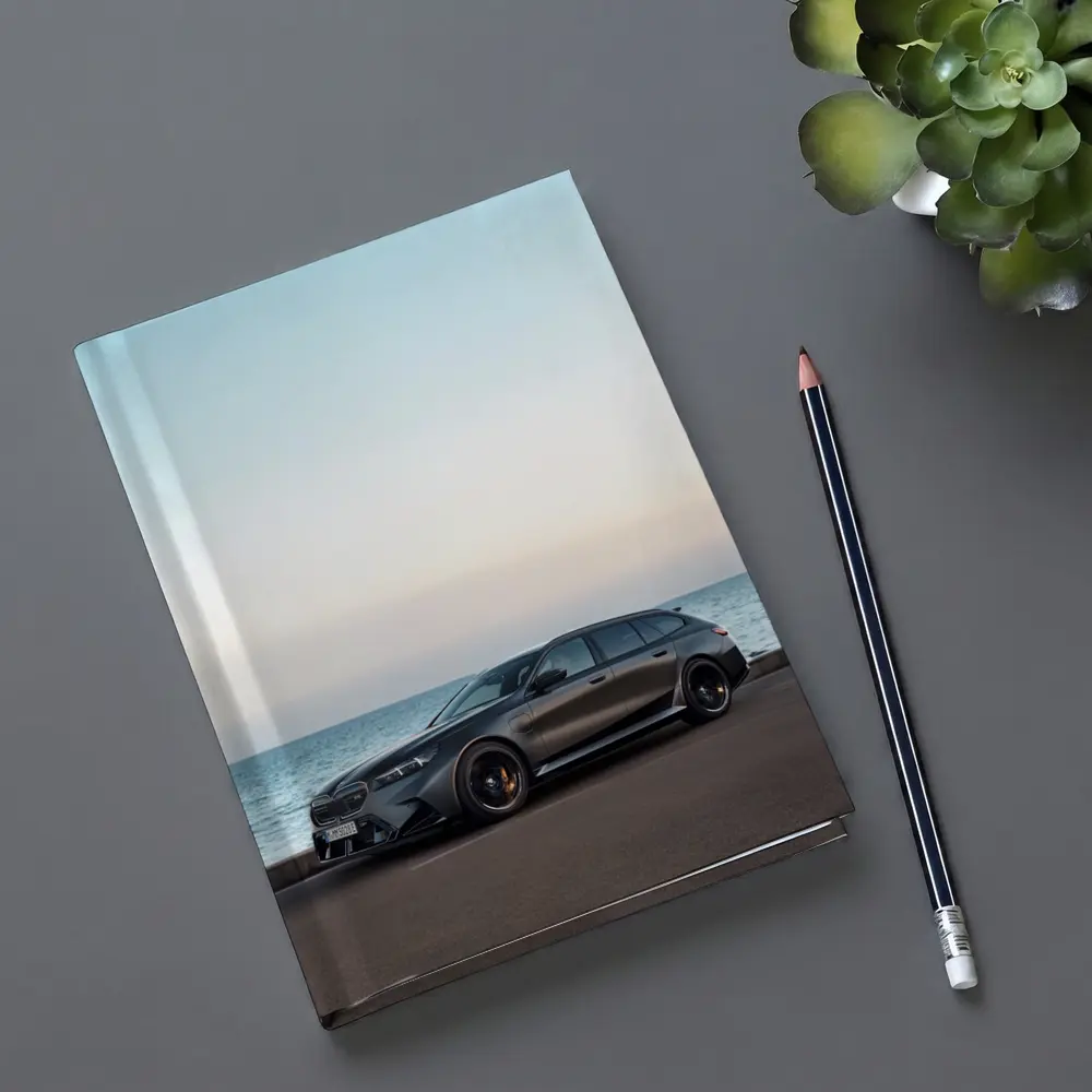 BMW M5 Touring Gray Parked by Sea – Notebooks
