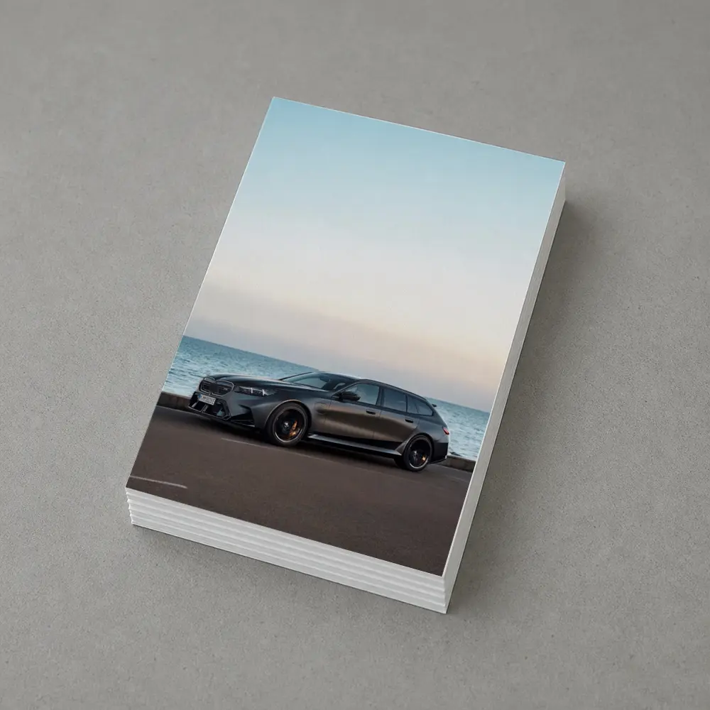 BMW M5 Touring Gray Parked by Sea – Postcards