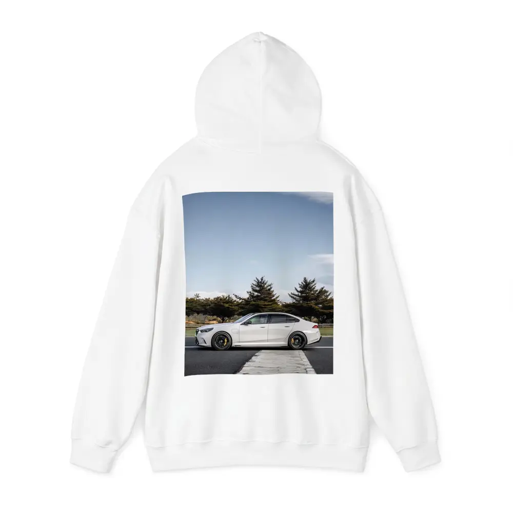 BMW M5 White Sedan On Track – Hoodies