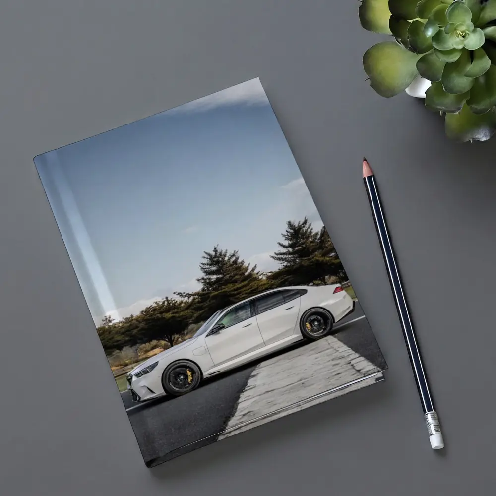 BMW M5 White Sedan On Track – Notebooks