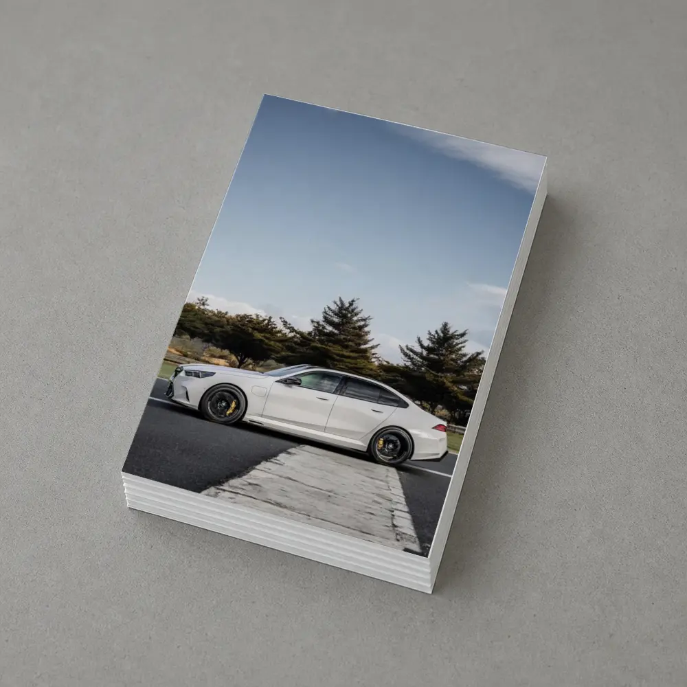 BMW M5 White Sedan On Track – Postcards