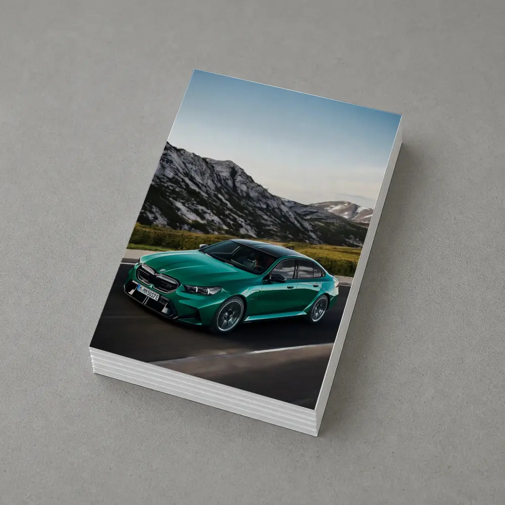 BMW M5 Green Sedan Mountain Road Drive – Postcards