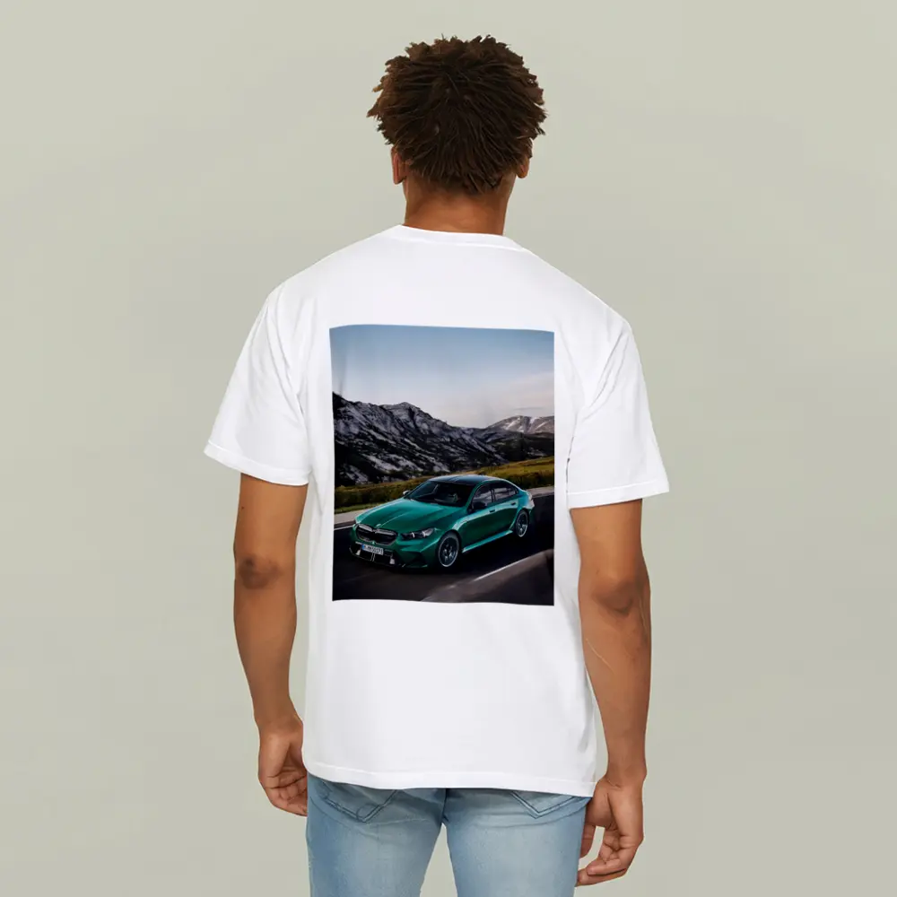 BMW M5 Green Sedan Mountain Road Drive – T-Shirts