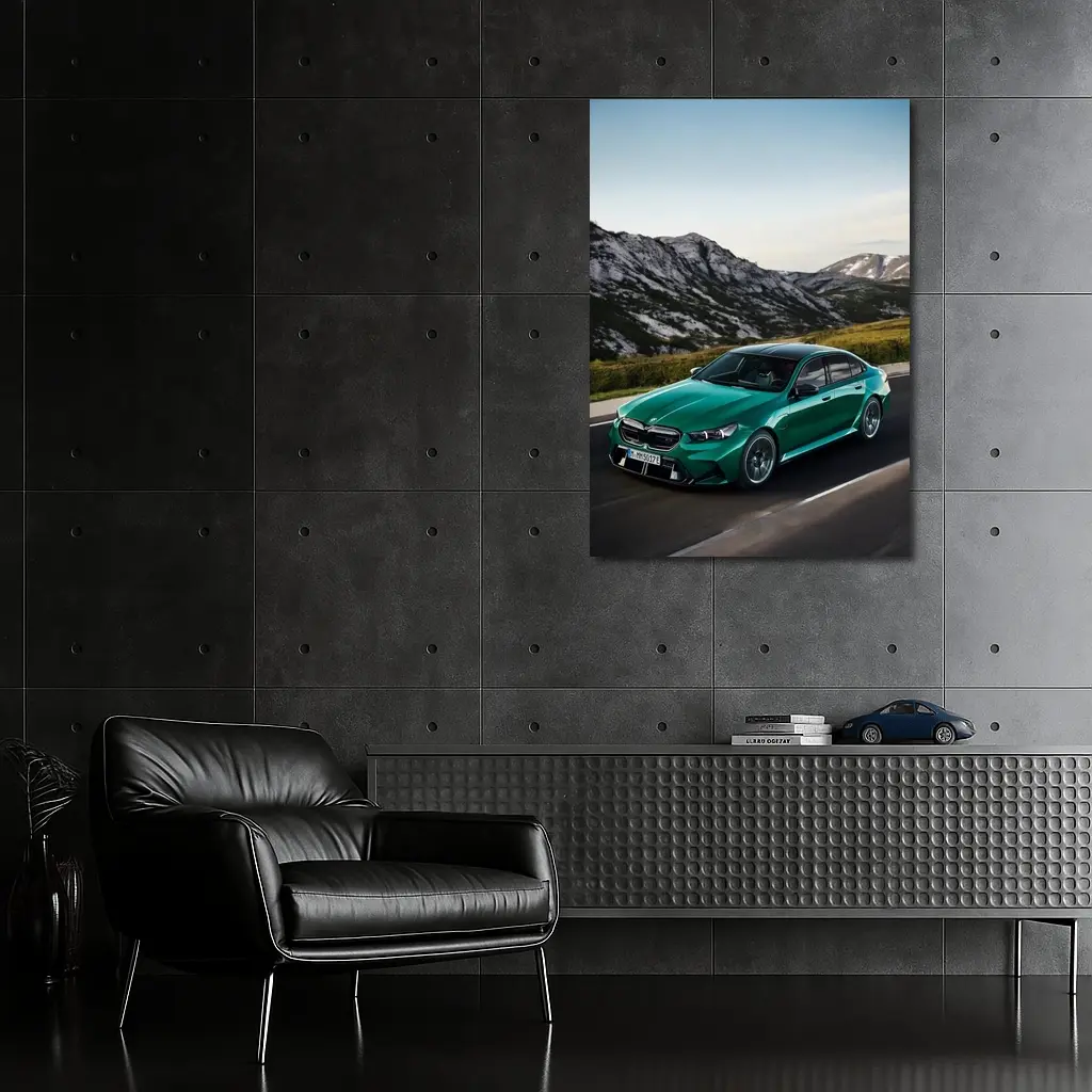 BMW M5 Green Sedan Mountain Road Drive – Wall Art