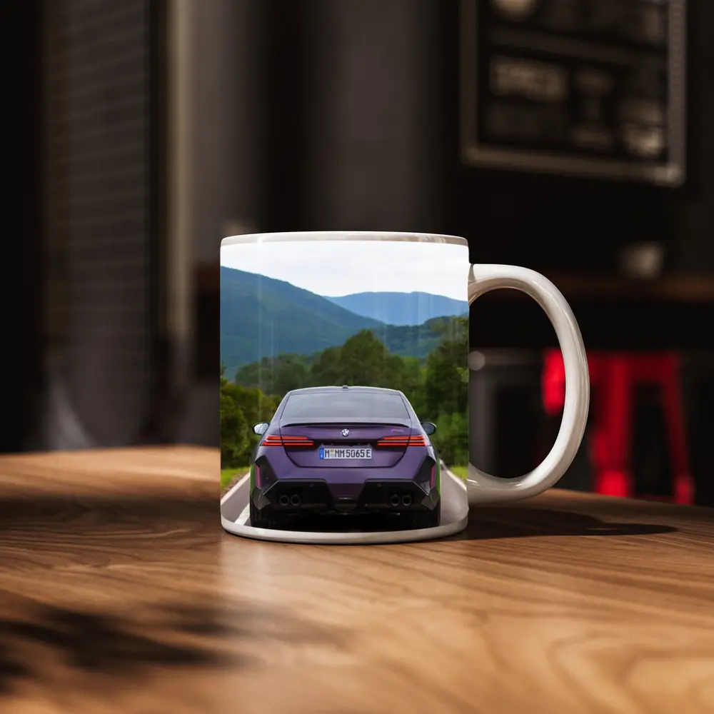 BMW M5 Purple Sedan Mountain Road Drive – Mugs