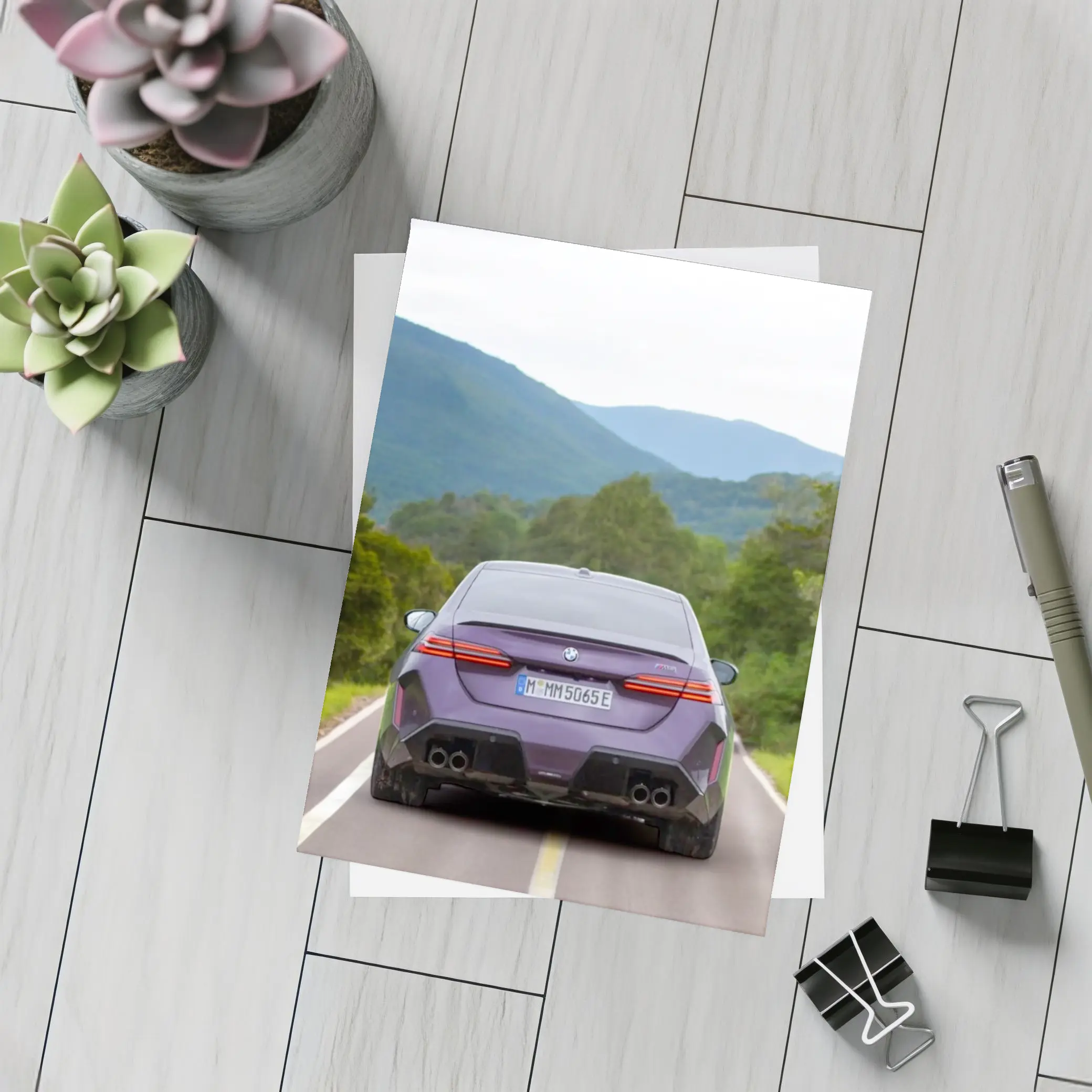 BMW M5 Purple Sedan Mountain Road Drive – Postcards