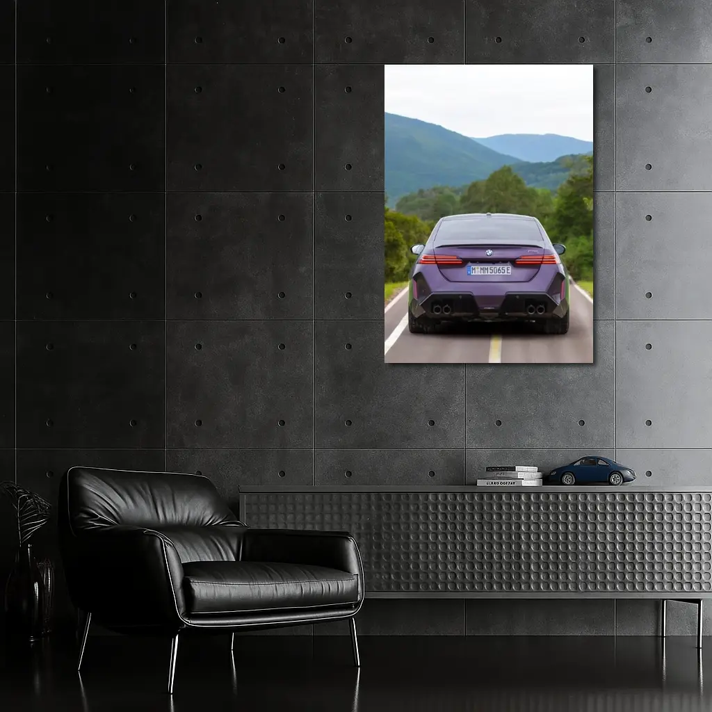 BMW M5 Purple Sedan Mountain Road Drive – Wall Art