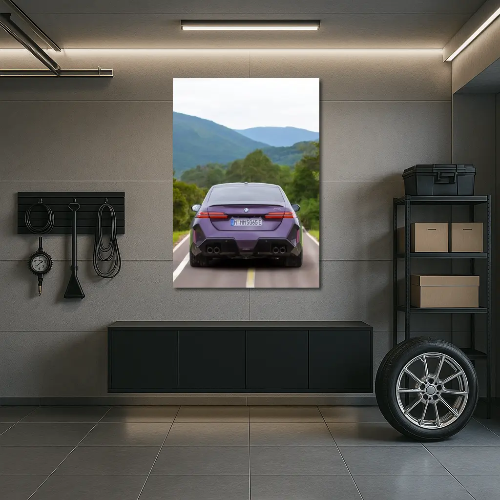 BMW M5 Purple Sedan Mountain Road Drive – Wall Art