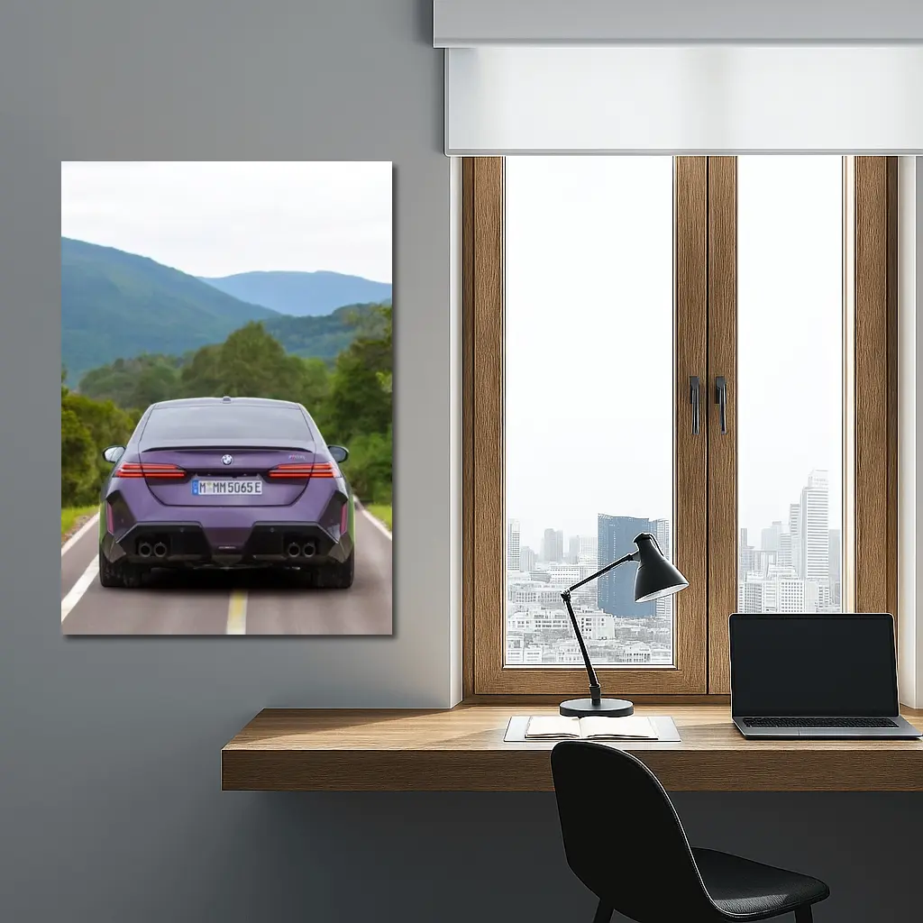 BMW M5 Purple Sedan Mountain Road Drive – Wall Art