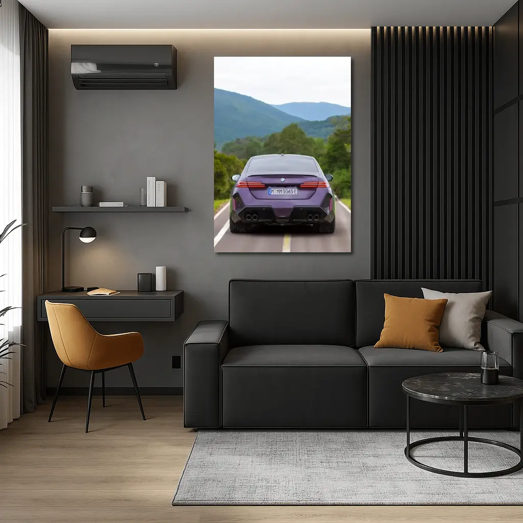 BMW M5 Purple Sedan Mountain Road Drive – Wall Art