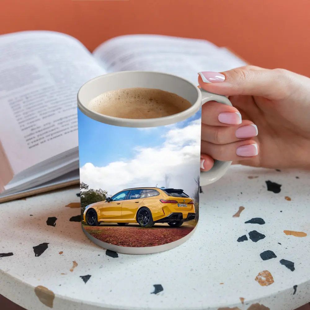 BMW M3 Touring Yellow Autumn Countryside – Mugs