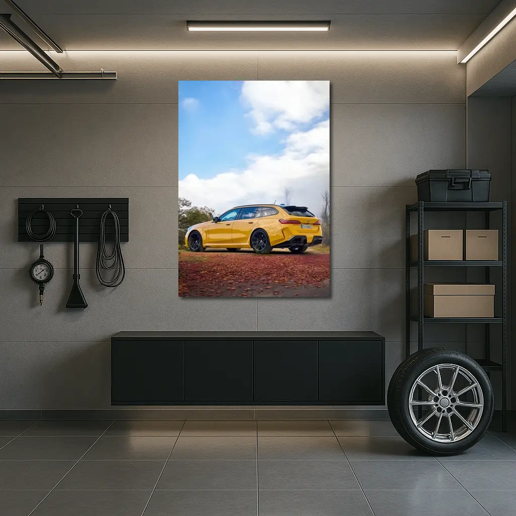 BMW M3 Touring Yellow Autumn Countryside – Wall Art