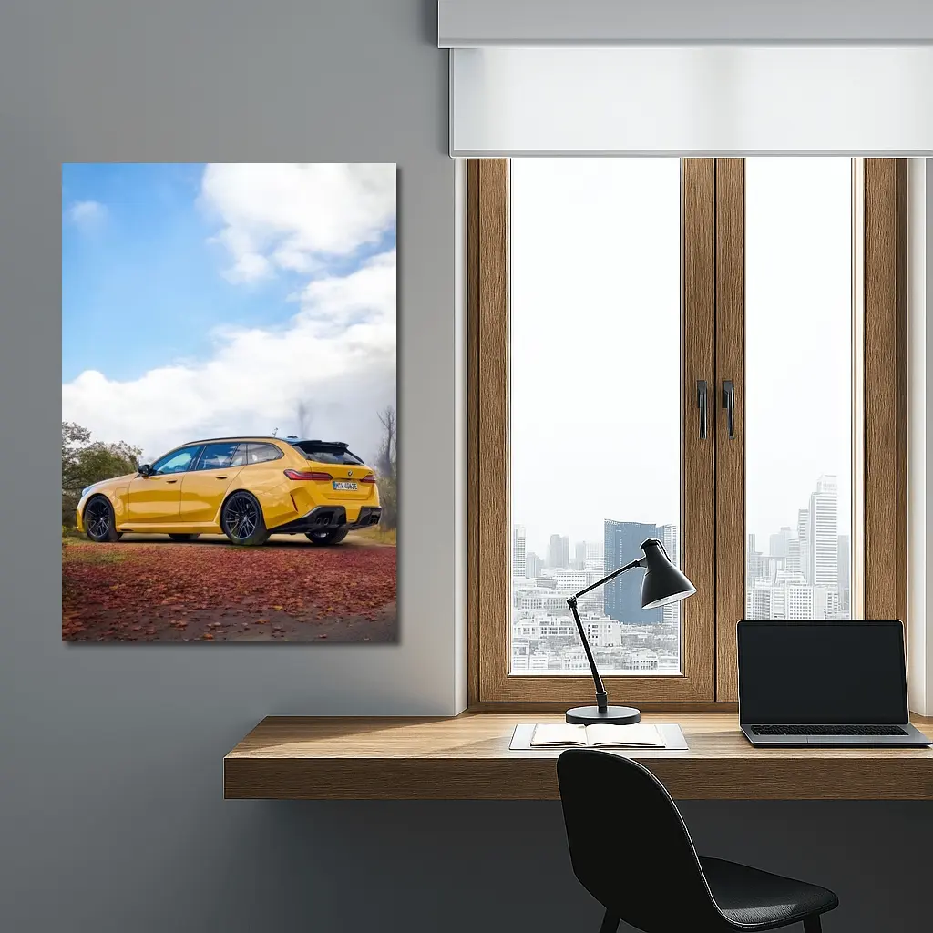 BMW M3 Touring Yellow Autumn Countryside – Wall Art