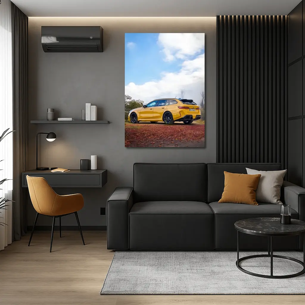 BMW M3 Touring Yellow Autumn Countryside – Wall Art