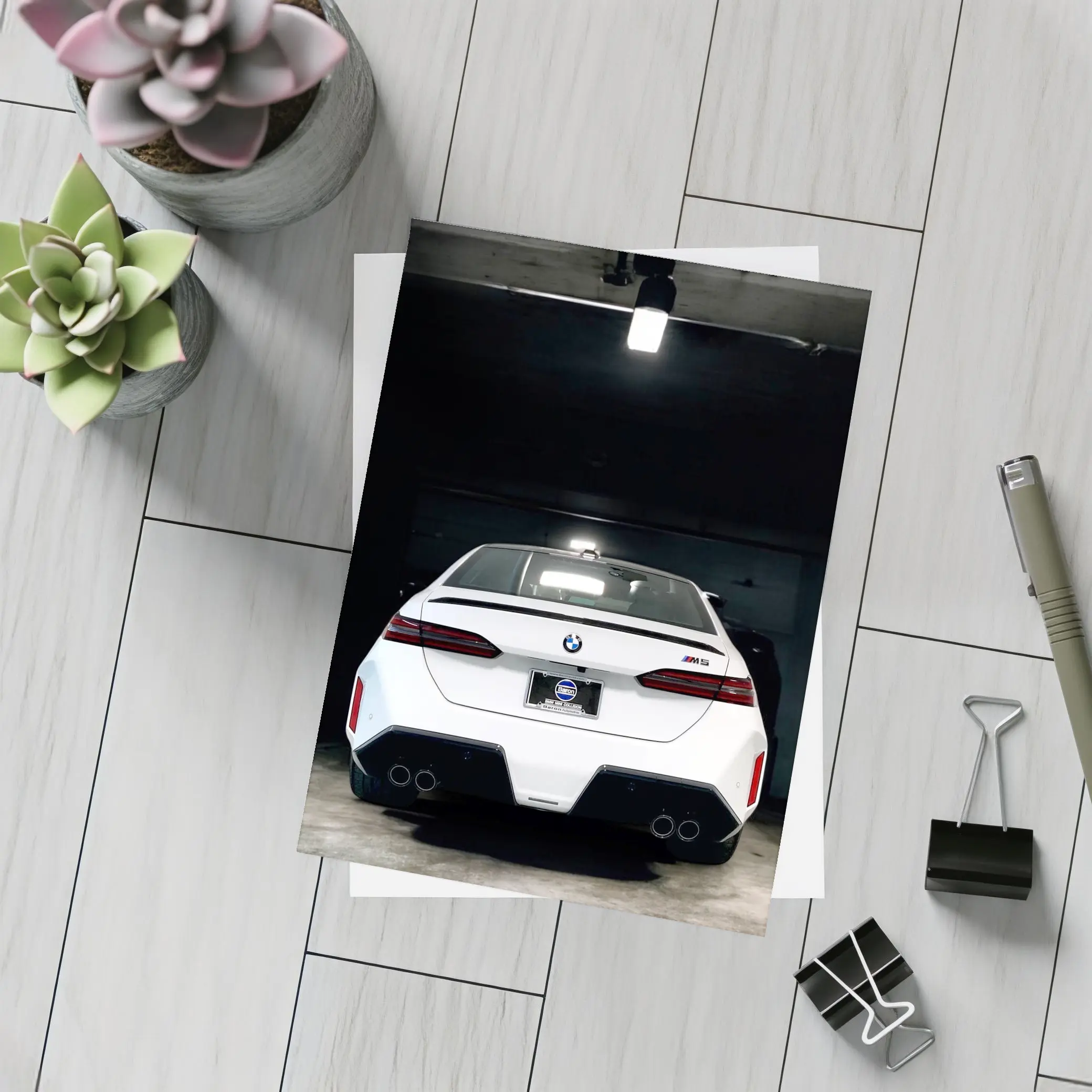 BMW M5 Rear View Dark Garage – Postcards
