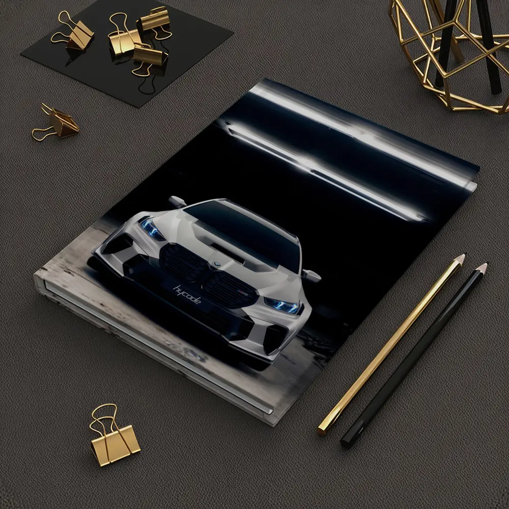 BMW M5 White Front View Dark Garage – Notebooks