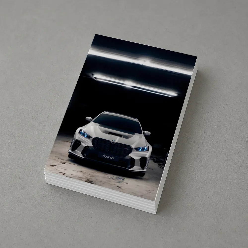 BMW M5 White Front View Dark Garage – Postcards