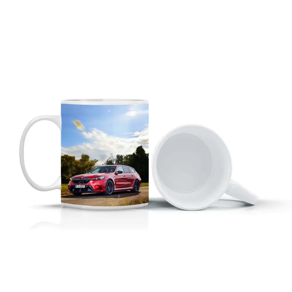 BMW M5 Touring Red On Country Road – Mugs