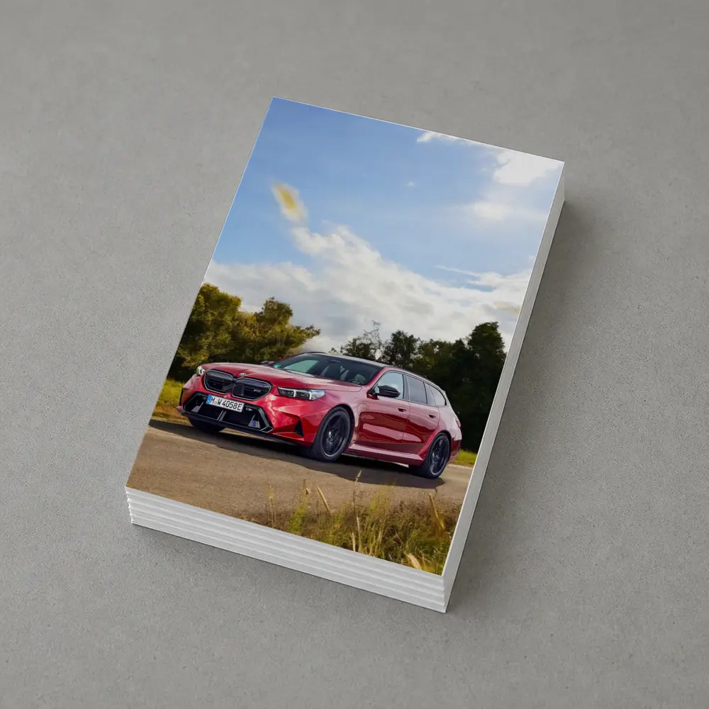 BMW M5 Touring Red On Country Road – Postcards
