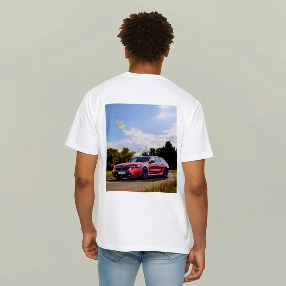 BMW M5 Touring Red On Country Road – T-Shirts