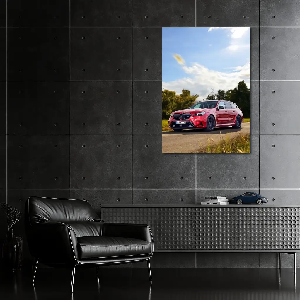 BMW M5 Touring Red On Country Road – Wall Art