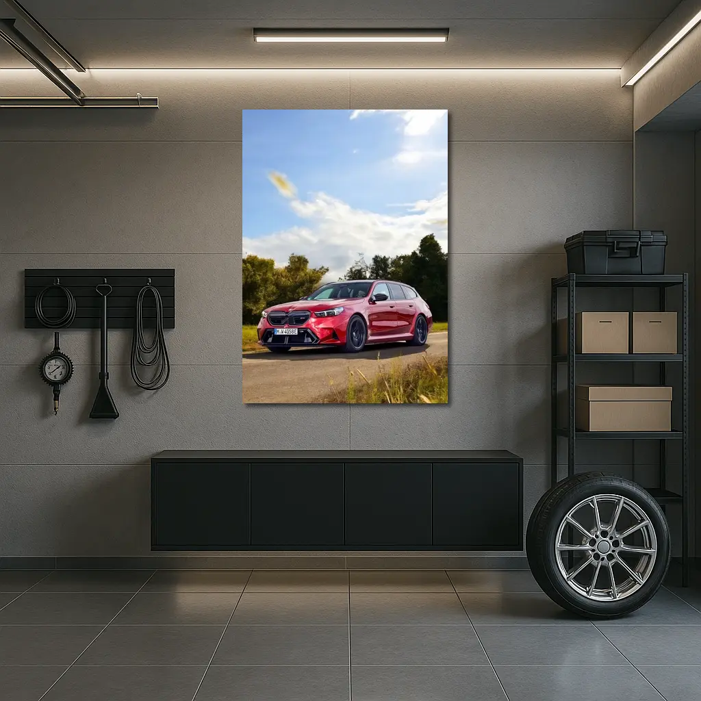 BMW M5 Touring Red On Country Road – Wall Art