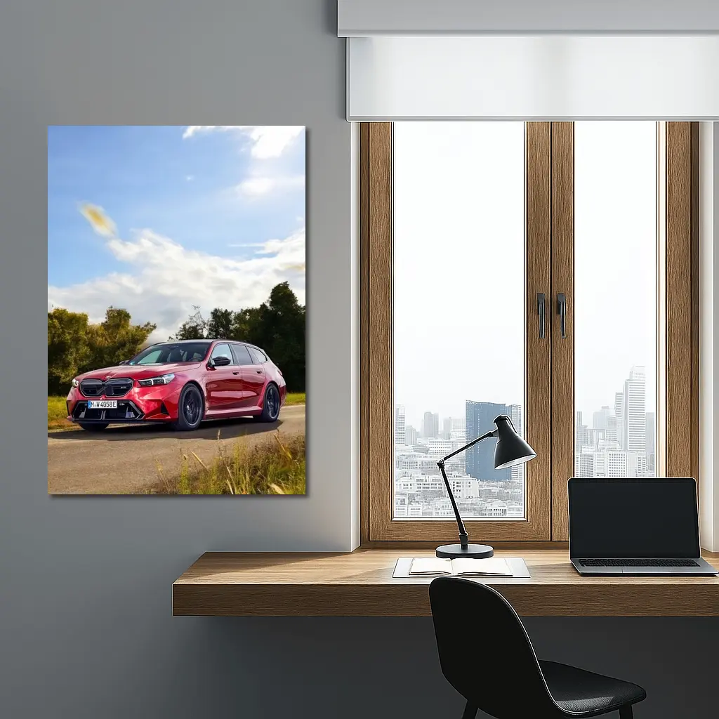 BMW M5 Touring Red On Country Road – Wall Art