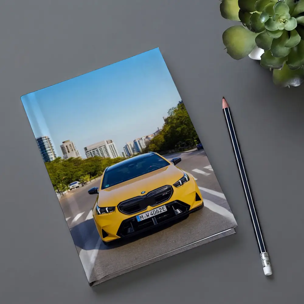 BMW M5 Yellow Front View City Street – Notebooks