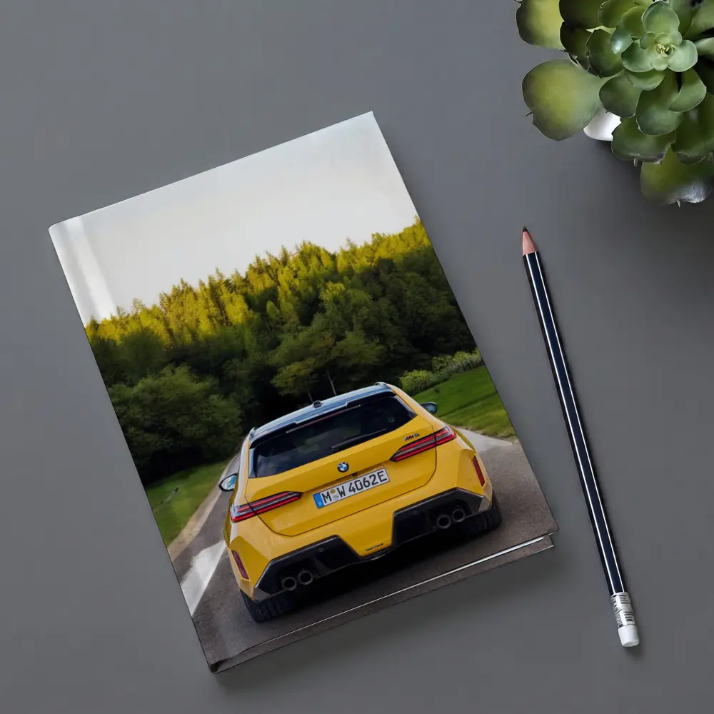 BMW M5 Yellow Rear View Forest Road – Notebooks