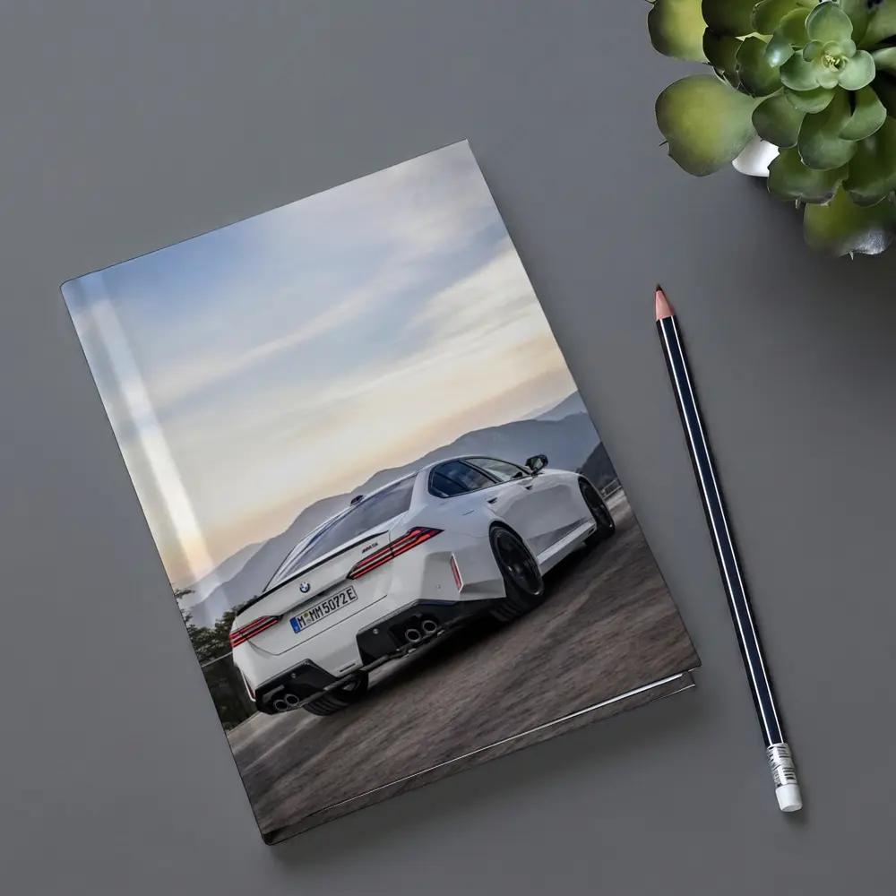 BMW M5 White Sedan Mountain Road Sunset – Notebooks