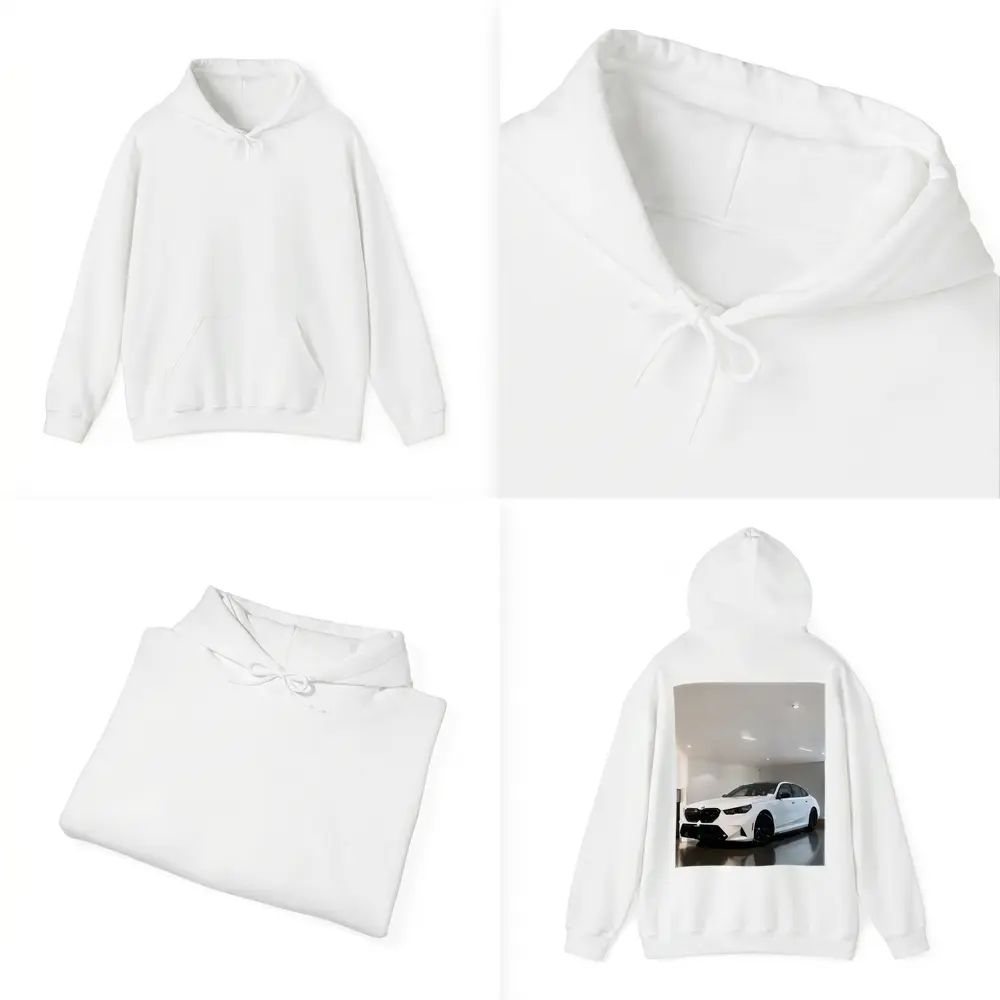 BMW M5 White Sedan Indoor Garage – Hoodies