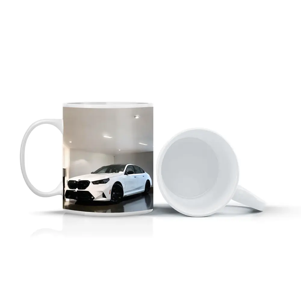 BMW M5 White Sedan Indoor Garage – Mugs