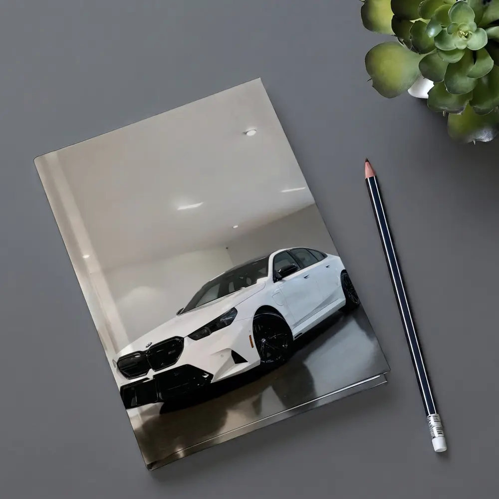 BMW M5 White Sedan Indoor Garage – Notebooks