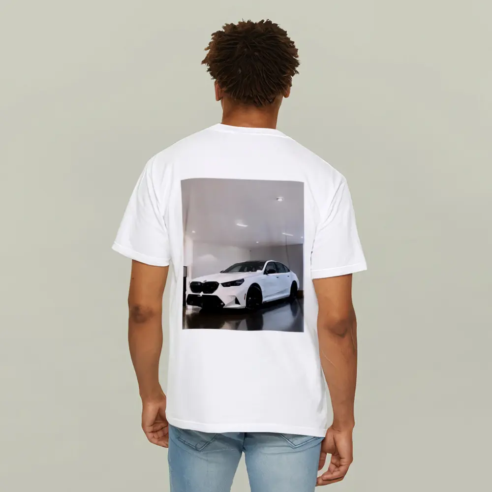 BMW M5 White Sedan Indoor Garage – T-Shirts