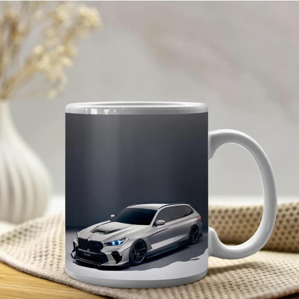 BMW M5 Touring Gray Studio Background – Mugs