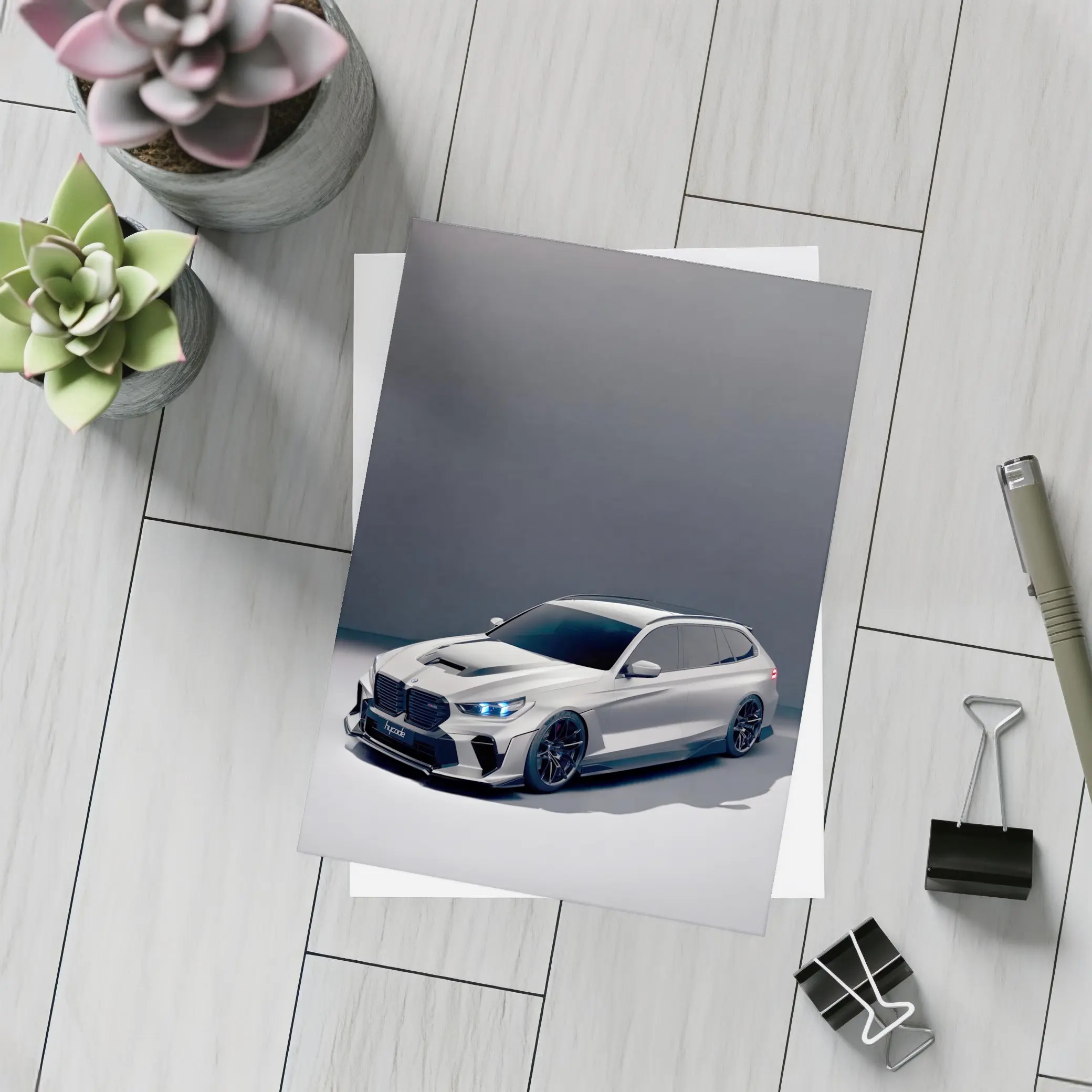 BMW M5 Touring Gray Studio Background – Postcards